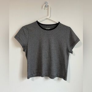 Black and white striped boxy crop tee